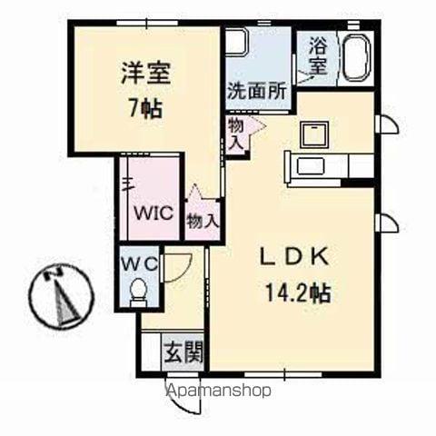 シャーメゾン霧ケ峰 D棟(1LDK/1階)の間取り写真