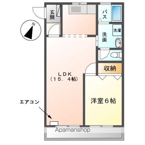 エバーハイム大留(1LDK/1階)の間取り写真