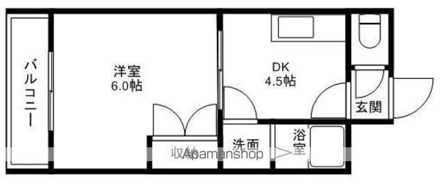 ドルフィン那珂川(1DK/3階)の間取り写真