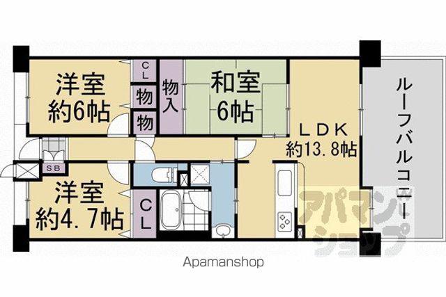 ファミールガーデン二条駅前(3LDK/11階)の間取り写真