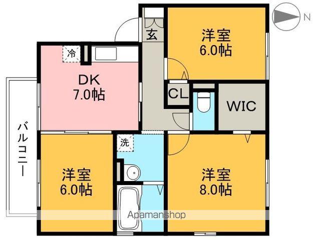 グランフェリオ C棟(3DK/2階)の間取り写真