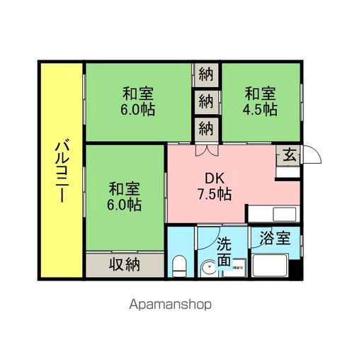 小笹カステリアC棟(3DK/4階)の間取り写真