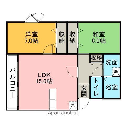 グリーンコーポ浪打(2LDK/2階)の間取り写真