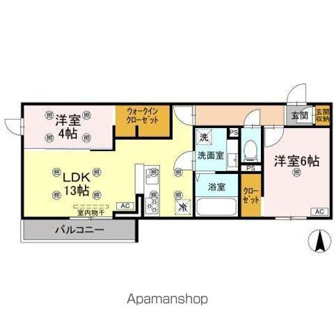クランツ古川西A棟(2LDK/3階)の間取り写真