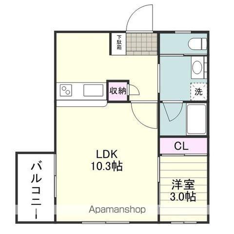 フェリジータ下荒田(1LDK/1階)の間取り写真
