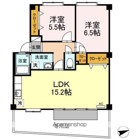 フォブールⅡ中村(3LDK/1階)の間取り写真