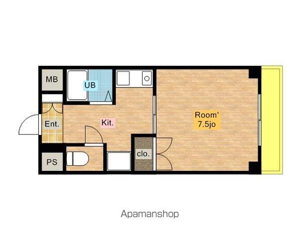 ヴァンベール(1K/4階)の間取り写真