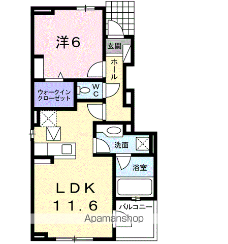 グレース唐橋A(1LDK/1階)の間取り写真