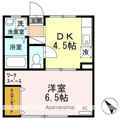 パピヨンS(1DK/1階)の間取り写真