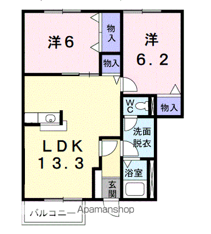 ラフォンダC(2LDK/1階)の間取り写真