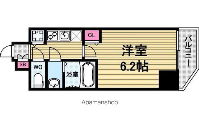 プレサンス心斎橋クオーレ(1K/14階)の間取り写真