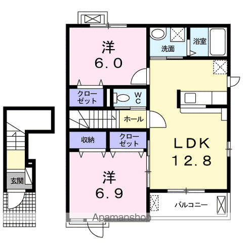ブランシュ プロスペレD(2LDK/2階)の間取り写真