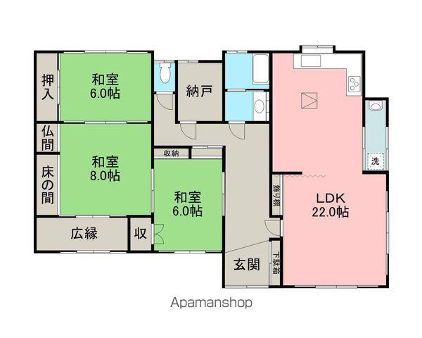 東海道本線 木曽川駅 徒歩34分 1階建 築44年(3LDK)の間取り写真