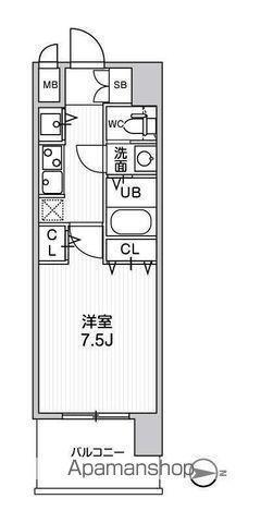 LA DOUCEUR黒川Ⅱ(1K/7階)の間取り写真