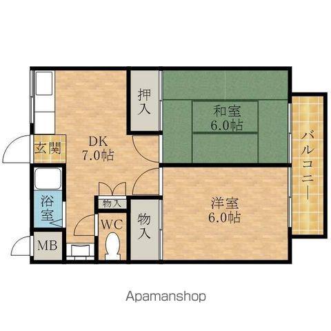 KRS旭(2DK/2階)の間取り写真