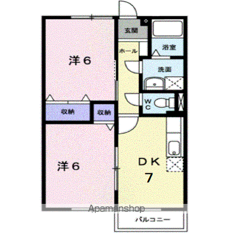 エーデルハイムG(2DK/2階)の間取り写真