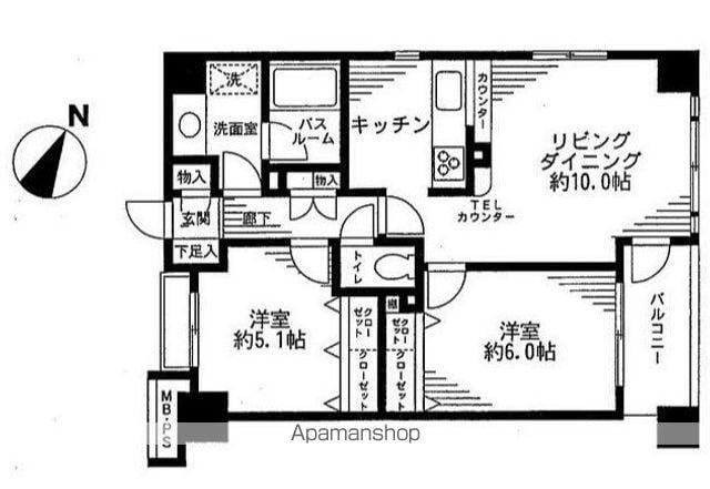 クリオ横浜関内弐番館(2LDK/10階)の間取り写真
