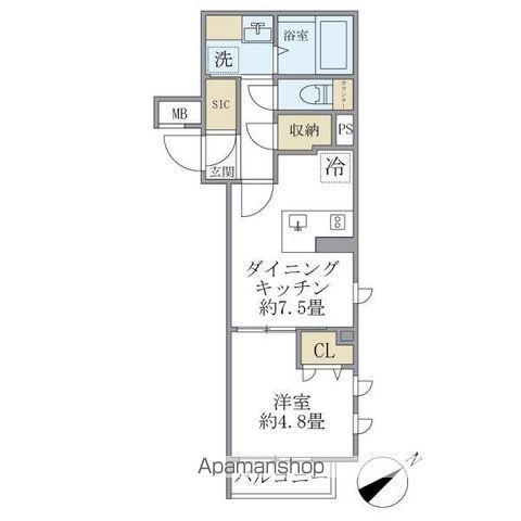 コンポジット早稲田鶴巻町(1DK/2階)の間取り写真