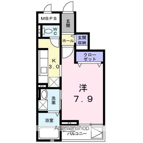 SUNSAPPY(1K/3階)の間取り写真