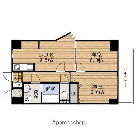 ブルグリンコートNAMBAタワー(2LDK/5階)の間取り写真