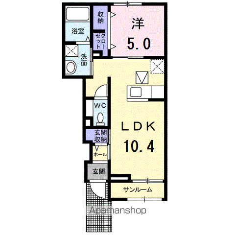 シャトレ シエルⅤ(1LDK/1階)の間取り写真