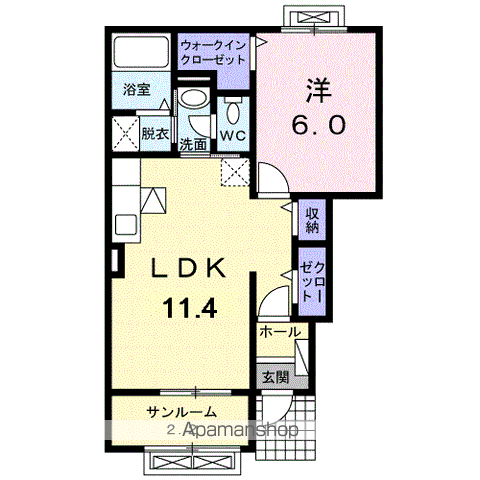 メゾンド・ラペA(1LDK/1階)の間取り写真