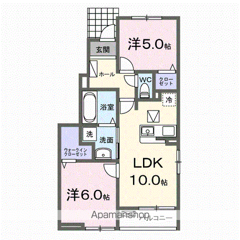 アクティフ浦上Ⅱ(2LDK/1階)の間取り写真