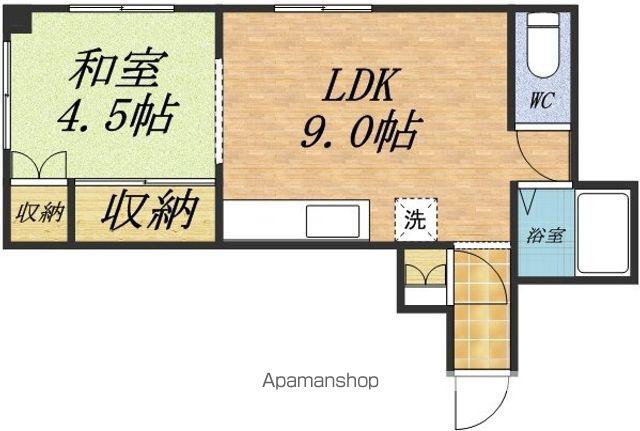 直江ビル(1DK/4階)の間取り写真