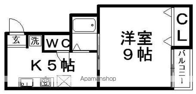 ウエスト RIVER(1K/4階)の間取り写真