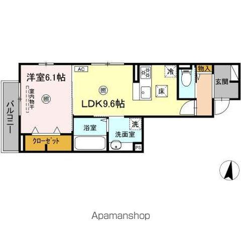 D-ROOM高須2丁目 B棟(1LDK/1階)の間取り写真