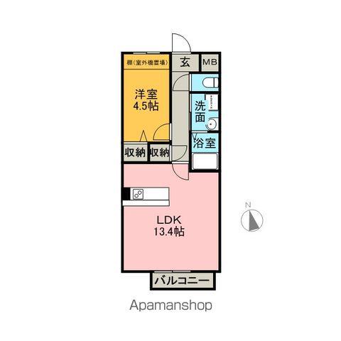 プランドールほなみ(1LDK/2階)の間取り写真