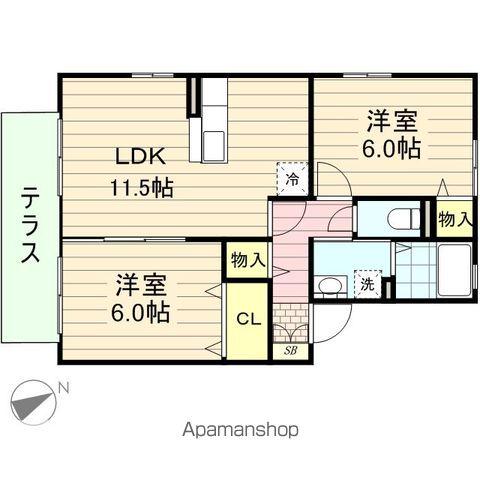 ルミエール Ⅱ(2LDK/1階)の間取り写真