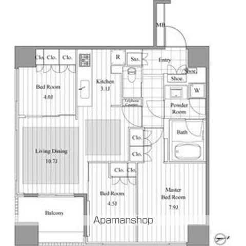 パークキューブ春日安藤坂(3LDK/12階)の間取り写真