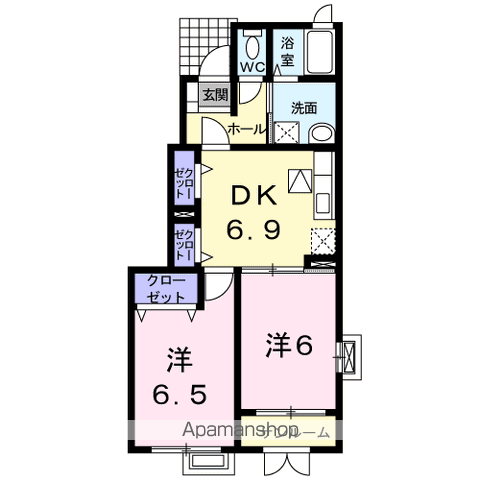 サン・ビレッジ・西方Ⅱ(2DK/1階)の間取り写真
