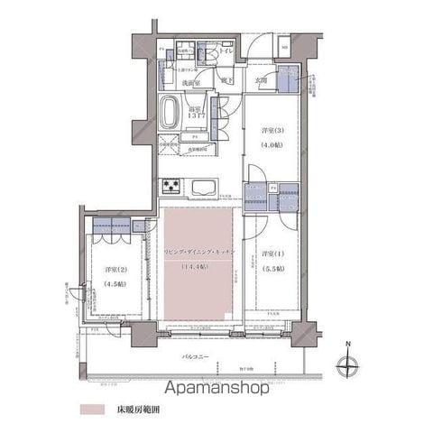 ディームス横濱青木町(3LDK/2階)の間取り写真