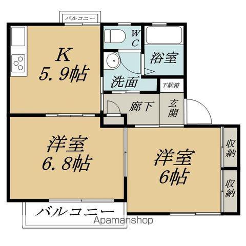 グランドール吉澤 B(2K/1階)の間取り写真