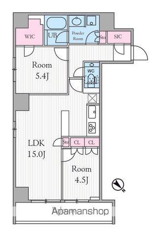 URBAN PARK GRANDE代官山(2LDK/2階)の間取り写真