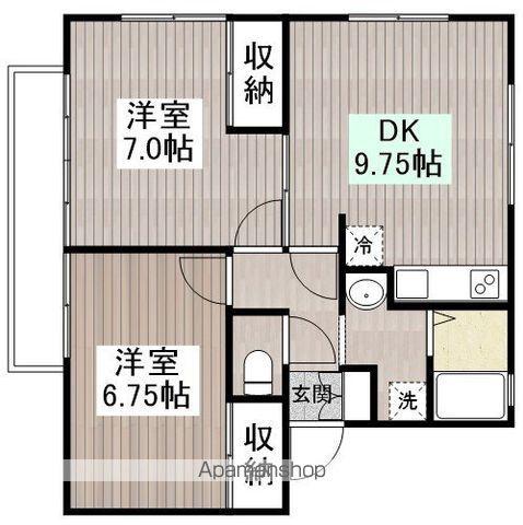 ベルメゾン(2DK/2階)の間取り写真