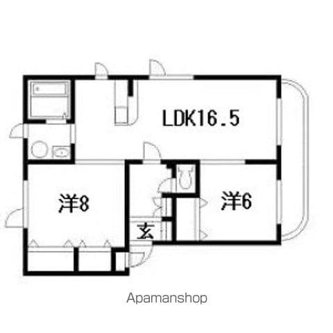 第二2条ハイツ(2LDK/3階)の間取り写真