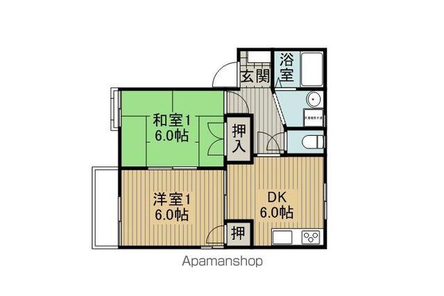 ピア波間ⅢB棟(2DK/1階)の間取り写真
