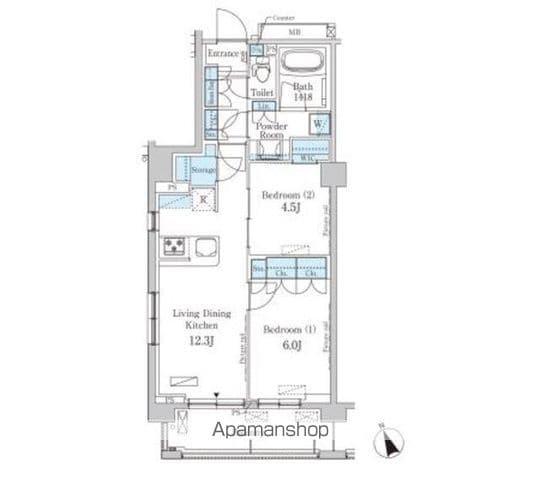 パークアクシス駒込HILLTOP(2LDK/4階)の間取り写真