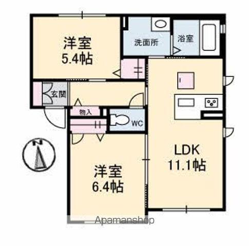 シャーメゾン善通寺町 B棟(2LDK/1階)の間取り写真