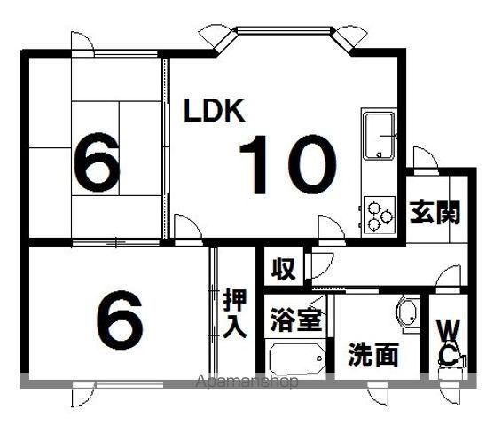 フレグランスルームB(2LDK/2階)の間取り写真