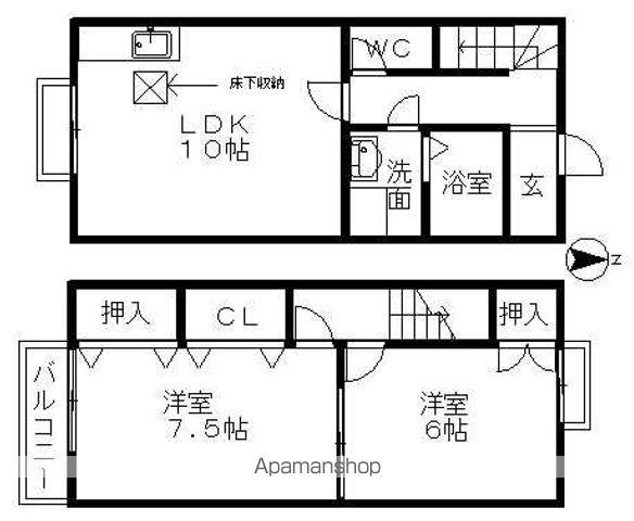 デュープレックス吉川Ⅱ(2LDK)の間取り写真