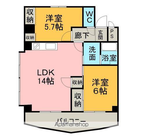 サーベイビル(2LDK/3階)の間取り写真