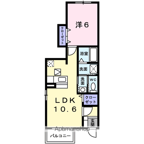 アランチェート(1LDK/1階)の間取り写真