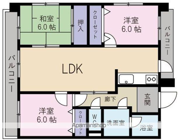 サザンブライト羽田(3LDK/4階)の間取り写真