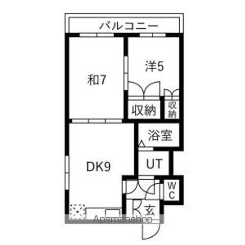 グランドール68(2DK/6階)の間取り写真