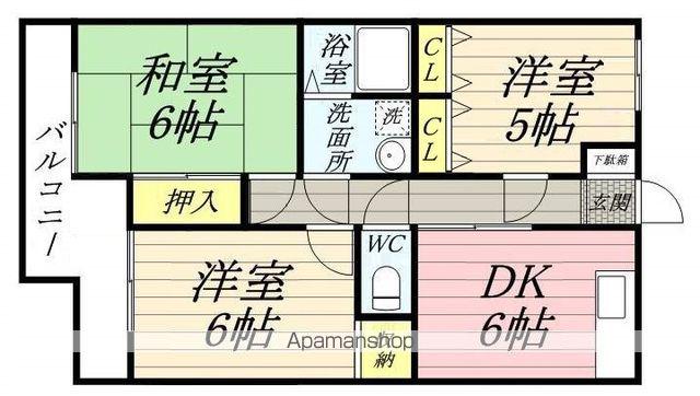 銀杏台マンション(3DK/1階)の間取り写真