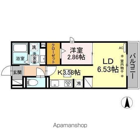 グランヴィア徹明通(1LDK/1階)の間取り写真